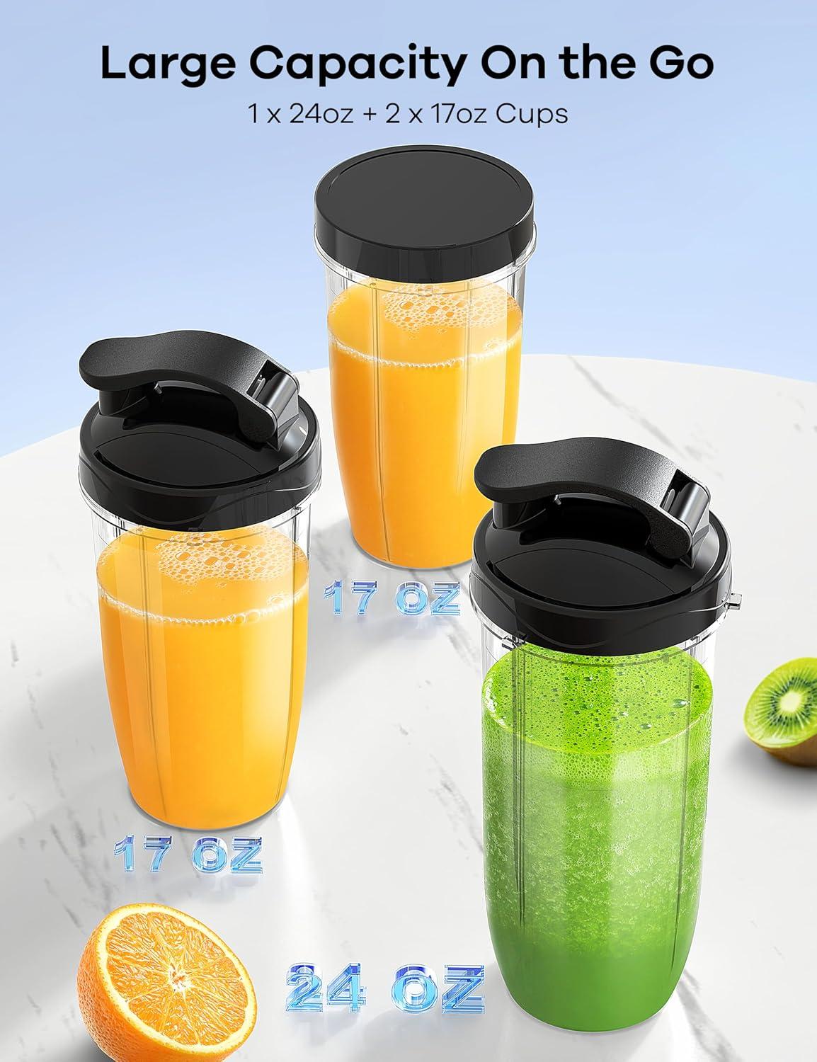 image:imageGaniza Blender for Smoothies 14Pcs Personal Blender for Shake and Smoothies for Kitchen with 3 Portable Cups 1x24oz amp 2X17oz Single Serve Smoothie Maker Nutritious RecipeBlack Silver