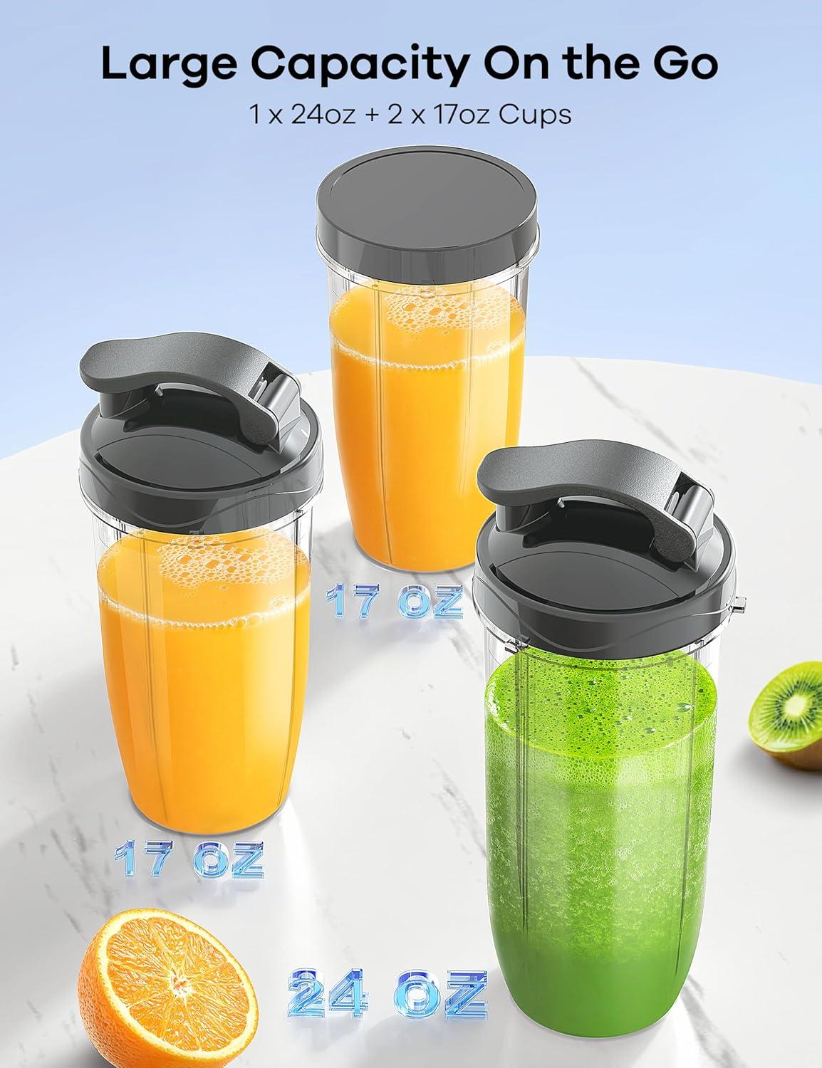 image:imageGaniza Blender for Smoothies 14Pcs Personal Blender for Shake and Smoothies for Kitchen with 3 Portable Cups 1x24oz amp 2X17oz Single Serve Smoothie Maker Nutritious RecipeGrey