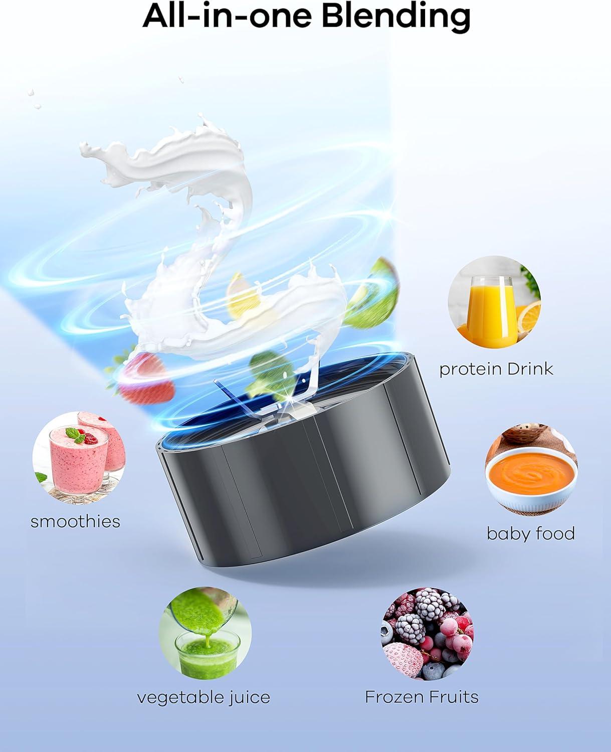 image:imageGaniza Blender for Smoothies 14Pcs Personal Blender for Shake and Smoothies for Kitchen with 3 Portable Cups 1x24oz amp 2X17oz Single Serve Smoothie Maker Nutritious RecipeGrey
