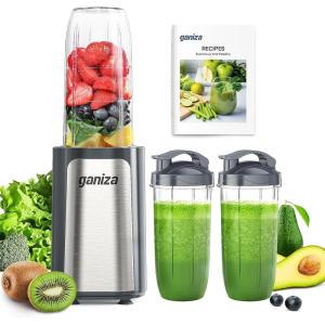 image:imageGaniza Blender for Smoothies 14Pcs Personal Blender for Shake and Smoothies for Kitchen with 3 Portable Cups 1x24oz amp 2X17oz Single Serve Smoothie Maker Nutritious RecipeGrey