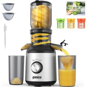 image:imageGaniza Juicer Machines Slow Masticating Juicers with Large Feed Chute for Whole Fruits amp Vegetables Cold Press Juicer with 3 Replace Filters for Batch Juicing Easy to Clean BPA FreeSilver