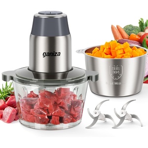 image:imageGANIZA Food Processors Electric Food Chopper with Meat Grinder amp Vegetable Chopper  2 Bowls 8 Cup8 Cup with Powerful 450W Copper Motor  Includes 2 Sets of BiLevel Blades for FruitsMeatNutsGrey