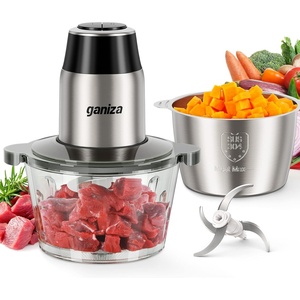 image:imageGANIZA Food Processors Electric Food Chopper with Meat Grinder amp Vegetable Chopper  2 Bowls 8 Cup8 Cup with Powerful 450W Copper Motor  Includes 2 Sets of BiLevel Blades for FruitsMeatNutsBlack