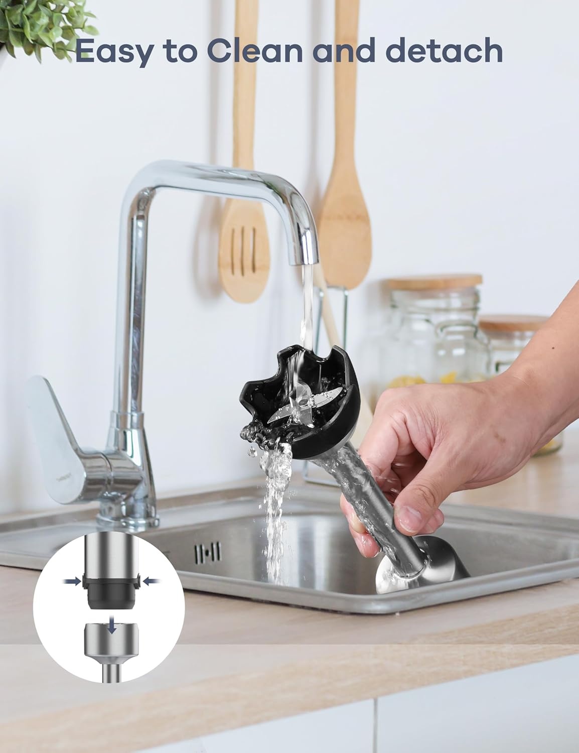 image:imageGaniza Immersion Blender Handheld Corded 8 in 1 Hand Blender Max 1000W 16 Speed Mode Stick Emulsifier with 800ml Mixing Beaker 600ml Chopper Whisk Frother Potato Masher and Portable Bottle