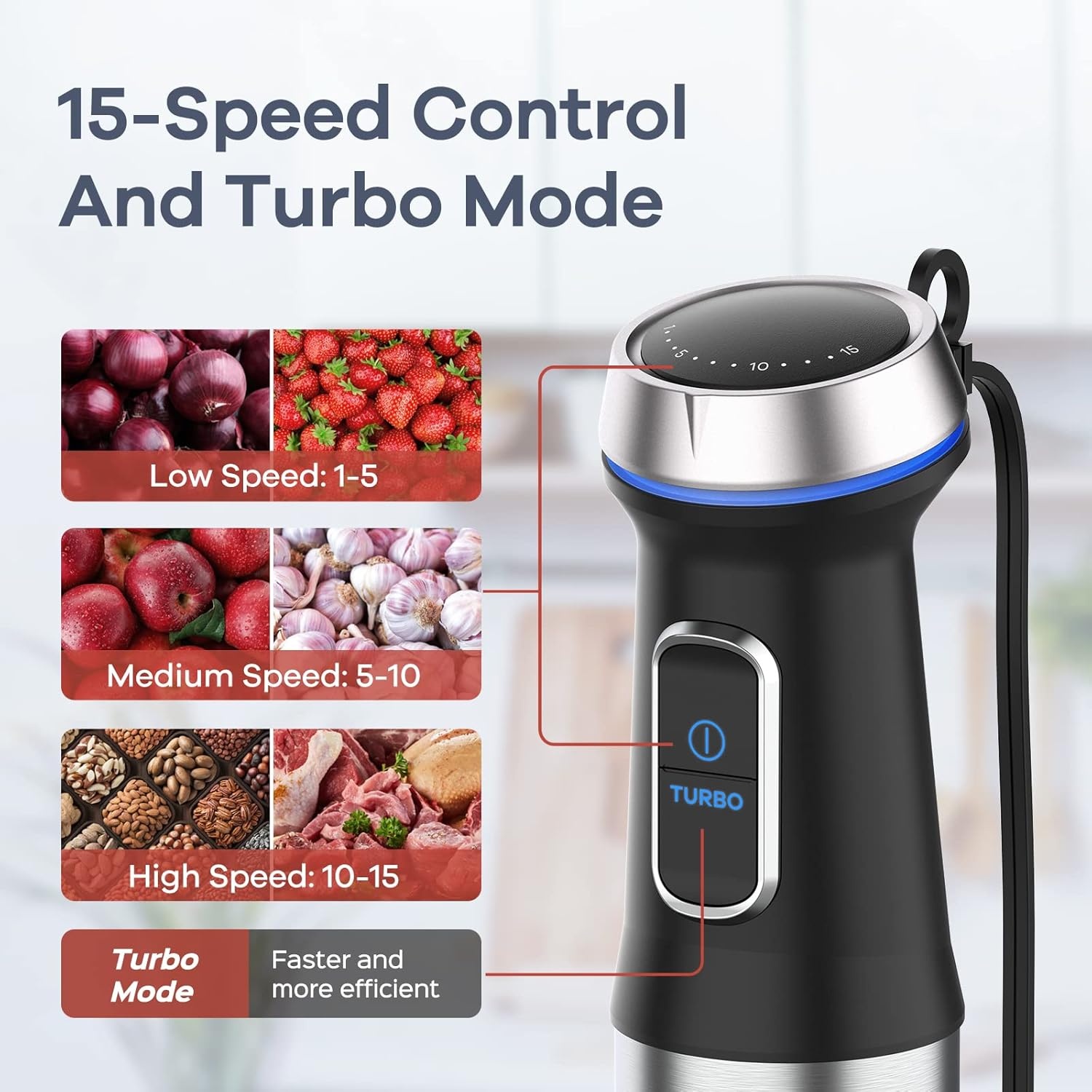 image:imageGaniza Immersion Blender Handheld Corded 8 in 1 Hand Blender Max 1000W 16 Speed Mode Stick Emulsifier with 800ml Mixing Beaker 600ml Chopper Whisk Frother Potato Masher and Portable Bottle