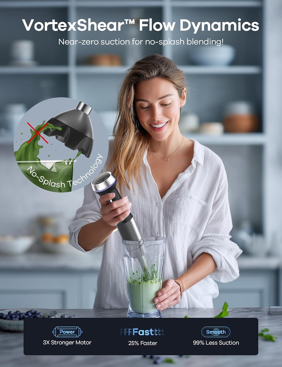 image:imageGaniza Immersion Blender Handheld Corded 8 in 1 Hand Blender Max 1000W 16 Speed Mode Stick Emulsifier with 800ml Mixing Beaker 600ml Chopper Whisk Frother Potato Masher and Portable Bottle