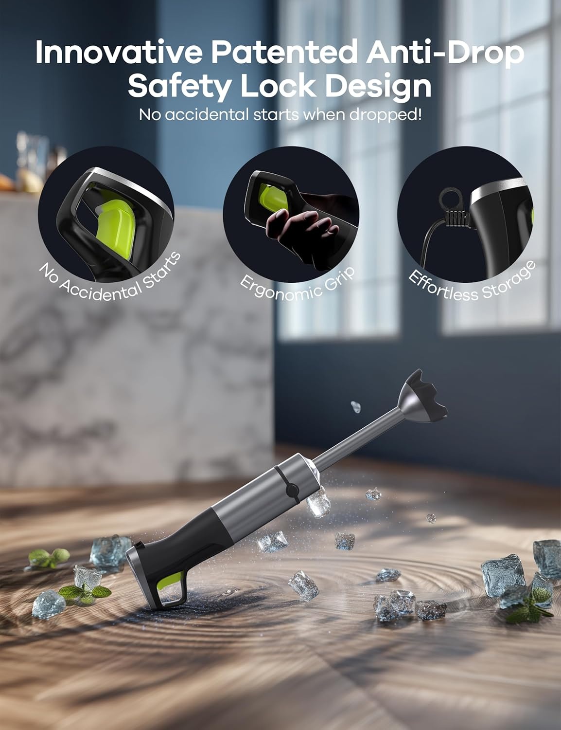 image:imageGaniza Immersion Blender Max 1200W Heavy Duty Hand Blender with Time Display amp Variable Speed Trigger 9in1 Electric Handheld Mixer with Chopper Whisk Frother Beaker Ideal for Soup Puree Smoothies
