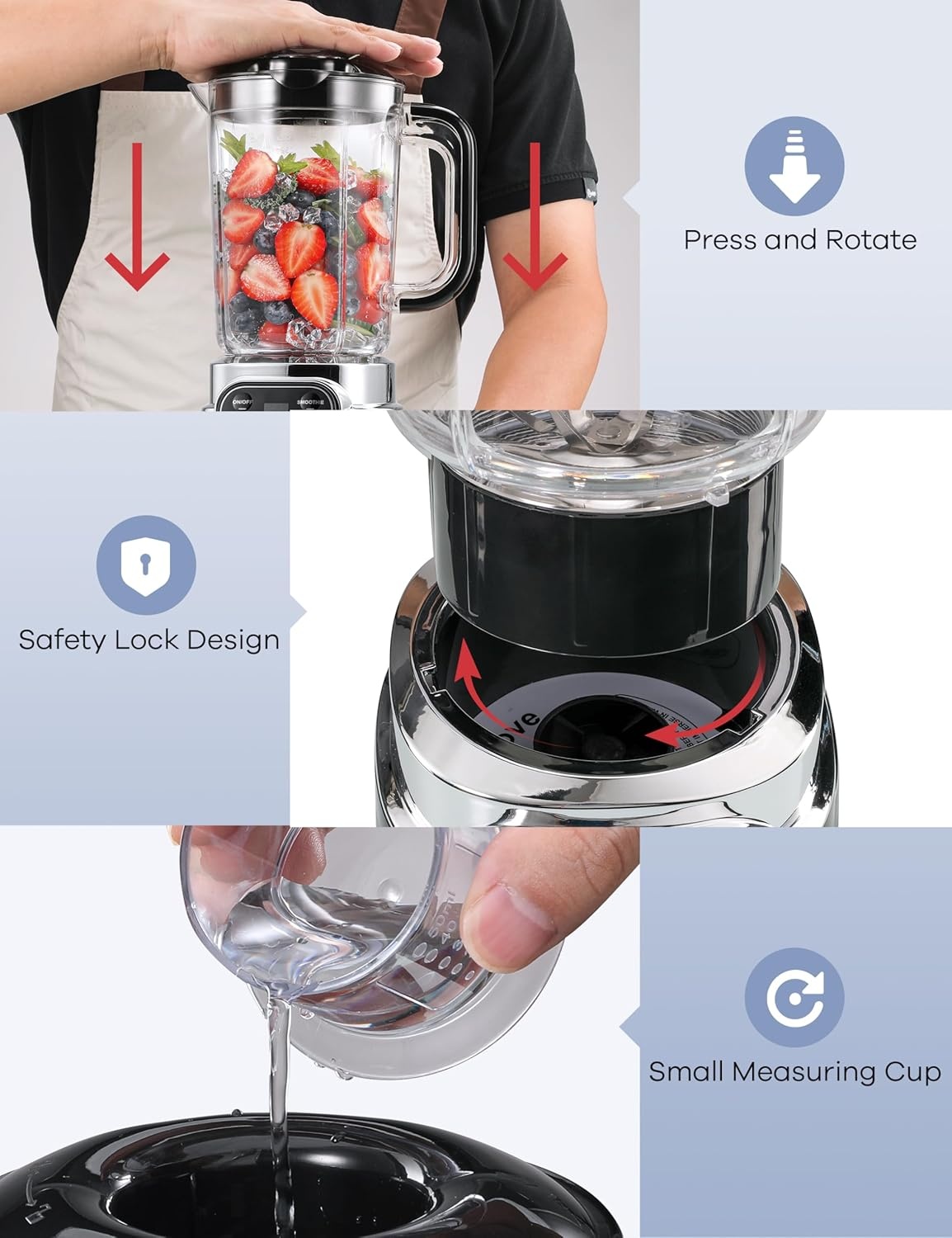 image:imageGaniza Smoothie Blender 12Piece Blenders For Shakes and Smoothies 43Oz Large Blender Jar amp 2 Portable Blenders Cups Personal Maker for Kitchen with Autosmart Tech amp Speed Control