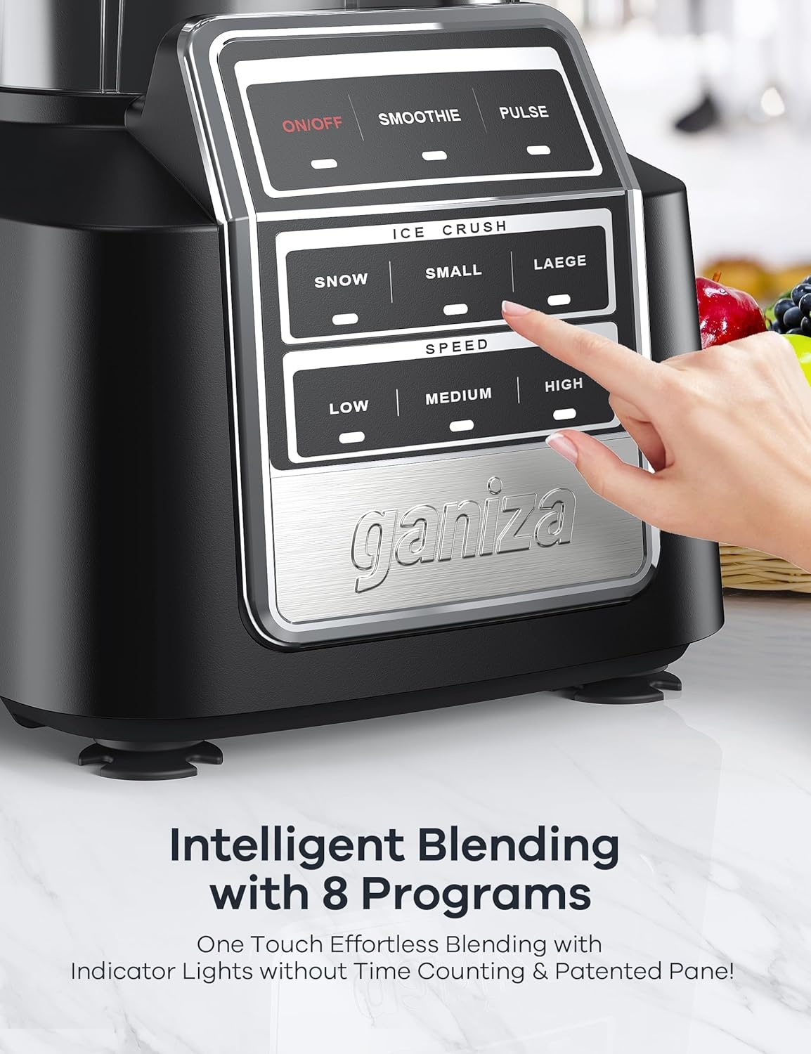 image:imageGaniza Smoothie Blender 1800W Peak Power Professional Countertop Blenders for Kitchen 64oz Large Capacity Juice Pitcher with CentriFlow Ribs Patent HighSpeed Smoothie Maker for IceFrozen Fruitdeep black